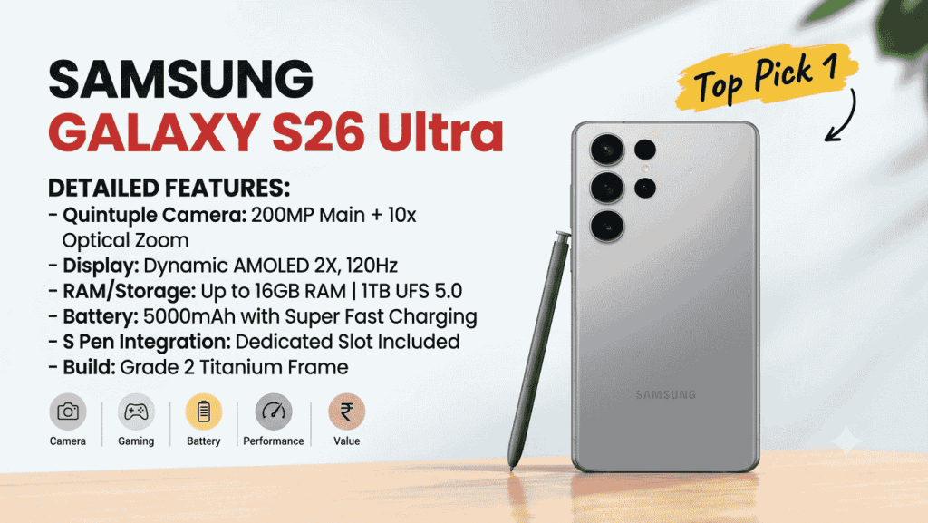Samsung Galaxy S26 Ultra – Best Overall Android Phone